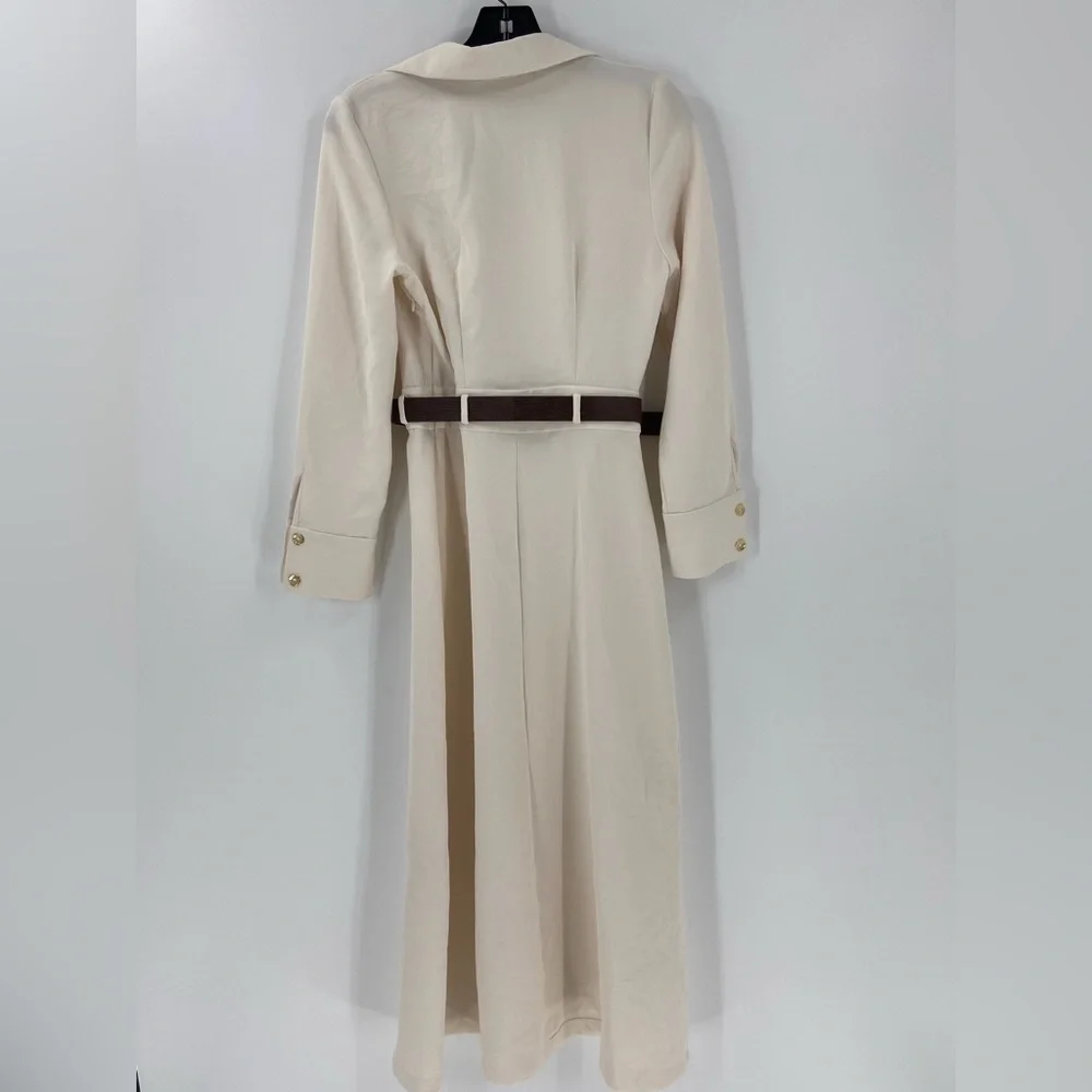 Zara Women's Ecru Belted Waist Midi Dress Size XS - Picture 5 of 13